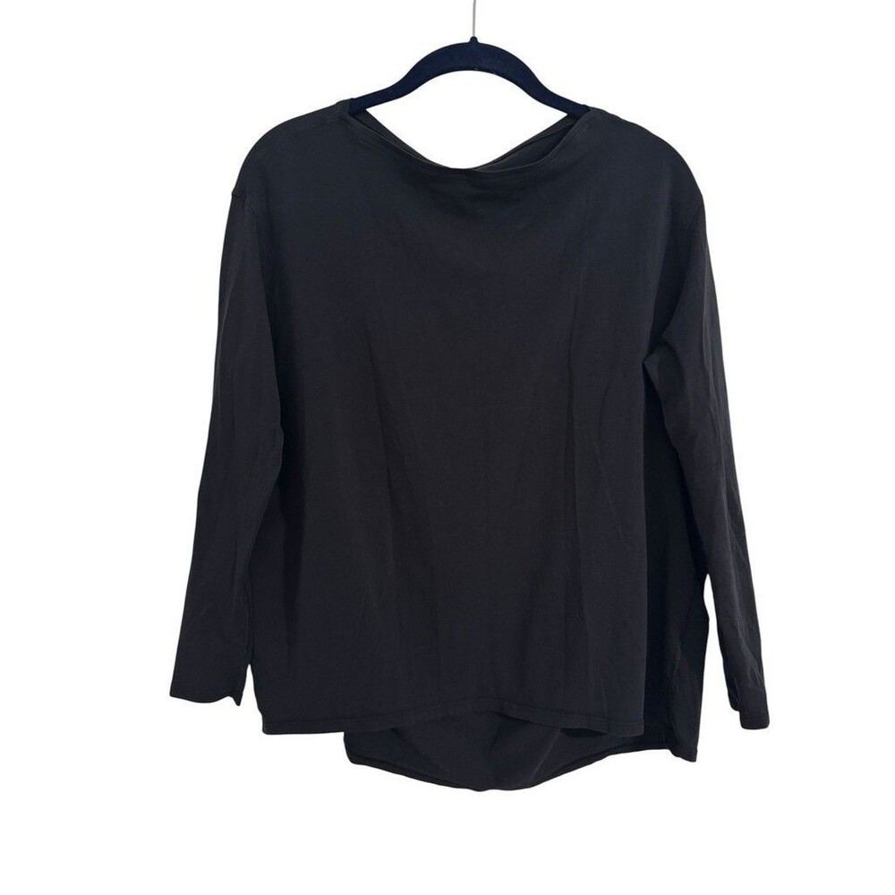 Lululemon Womens 6 Back In Action Long Sleeve Top Nulu Black High Low Hem